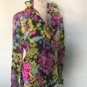 Vintage 70's floral ruffled blouse